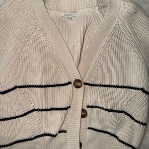 Z Supply Cream Cardigan with Black Stripes